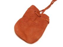 Terracotta Brown 3" x 2 1/2 Drawstring Leather Medicine Bag Necklace USA made DP20