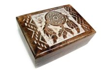 Carved Dreamcatcher Wooden Keepsake Box 7" x 5"