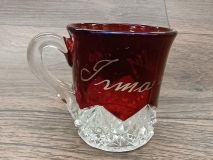 Duncan & Miller Ruby Red Flash Souvenir 2-1/2" Mug Button Arches 1910 Era 