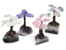 Dyed Quartz Stone Trees 4" To 6" With Amethyst Druze Base