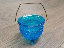 Fenton Colonial Blue Glass Daisy And Button 3 Footed 3