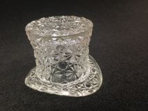 Fenton 3-1/2" Daisy And Button Clear Glass Top Hat Toothpick Holder 1930-60's Era