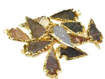 Foil Wrapped Knapped Agate Stone Arrowhead Pendant 1" to 1 1/2"