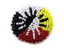 Four Directions And Sun 1-3/4" Seed Bead Rosette Beadwork