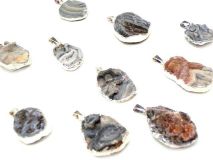 Free Form Agate Druze Pendants Silver Wrapped Edges and Bail Bulk Pricing