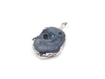 Free Form Agate Druze Pendants 1" Silver Wrapped Edges and Bail #FF05