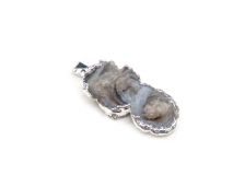 Free Form Agate Druze Pendants 1 1/4" Silver Wrapped Edges and Bail #FF07