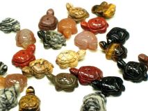 7/8" Stone Turtle Pendant Assorted Gemstone Mix