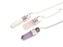 Quartz Pendulum on Silver Chain with Crystal Ball 3 Stone Choices
