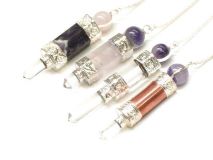 2" Pendulums Gemstone Chakra Wand Healing Stick 4 Stone Choices