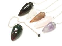 Gemstone Pendulum on Silver Chain with Gemstone Ball 5 Stone Choices