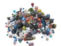 Assorted Glass Beads Small and Large Mixed Sold By The Kilo Apx 875 Beads