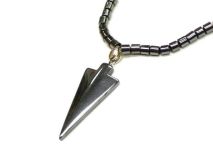Arrowhead Pendant 18" Beaded Hematite Necklace