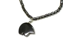 Worry Bear Pendant Necklace 18" Beaded Hematite