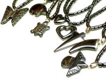 18" Beaded Hematite Necklace Pendant Style Choices