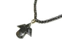 Thunderbird Pendant Necklace 18" Beaded Hematite