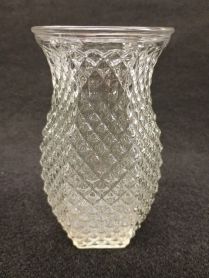 Vintage Syndicate Sales 5-1/2" Hoosier Glass Model #4071 Pineapple Diamond Cut Vase 1970's