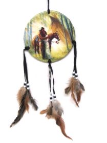 Couple and Horse 6" Dreamcatcher Feathered Shield