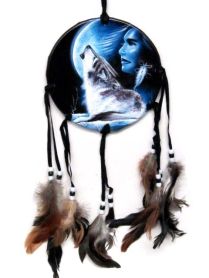 Howling Wolf 6" Dreamcatcher Feathered Shield