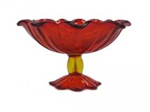 Vintage Westmorland Lotus Amberina Split Stem Pedestal 6" Compote Mint Dish