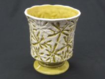 Inarco # E-2890 Green & White Starburst Snowflake Retro Pattern 4-3/4" Planter 1960's Era