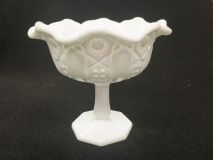 Quintec Milk Glass Compote 6-3/8" Tall By Kemple Glass 1950's-1960's  Era