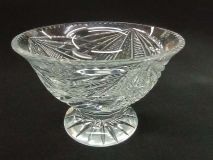 Heavy Genuine Crystal Hand Cut Footed 9-3/8" Bowl 1950-1960's
