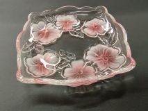 Mikasa Pink Pansy Bouquet 6-7/8" Square Serving Dish Germany 1980's 