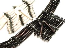 Bone Hairpipe Choker with Mini Breastplate Drop Down Native Style 3 Color Choices