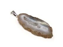 Polished 1 5/8" Oco Ocho Geode Slice Pendants with Silver Bail #OS02