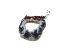 Polished 1 1/4" Oco Ocho Geode Slice Pendants with Silver Bail #OS03