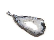 Polished 1 7/8 Oco Ocho Geode Slice Pendants with Silver Bail #OS07