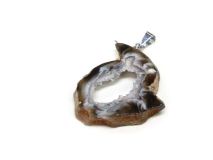 Polished 1 1/2" Oco Ocho Geode Slice Pendants With Silver Bail #OS11