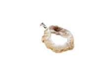 Polished 1 3/8" x 1 1/8" Oco Ocho Geode Slice Pendants with Silver Bail #OS04