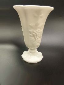 Vintage Westmoreland 5-7/8" Paneled Grape Belled Milk Glass Vase 1940 - 1980 Era