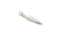 Light Weight Black Patina Metal Feather Pendant 1 1/8" Closed Out