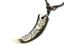 Engraved Bear Claw Pendant Necklace on Adjustable Wax Cord