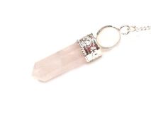 Rose Quartz Pendulum on Silver Chain with Crystal Ball 