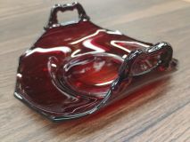 Vintage New Martinsville Ruby Red Decagon Two Handled BonBon Glass 6-7/8" Dish 1940's Era