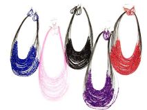 27 Strand 18" to 24" Seed Bead Necklace with Matching Earring Set 6 Color Choices