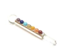 3 1/4" Deluxe Silver Chakra Wand with Gemstones Healing Stick