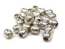 5/16" Rice Silver Plated Brass Beads By The OZ. Appx.25 Beads