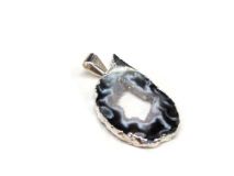 Silver Wrapped 1 1/8" x 3/4" Oco Ocho Geode Slice Pendants SW02