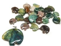 1" Agate Stone Worry Bear Pendants with Bale