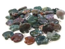 1" Agate Stone Worry Bear Pendants with Bale