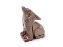 Howling Coyote Figurine Agate Stone Statues 1 1/2"