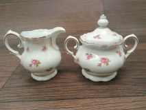 Vintage Royal Heidelberg Winterling Rosette Creamer & Lidded Sugar Bowl Set 1950's Era