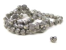 Zinc 1/4" Textured Silver Hearts Spacers Beads apx 75 Beads per Strand