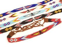 Seed Bead Tie On Headband Costume or Hat Band 5 Color Choices