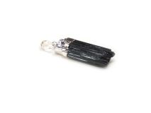 Black Tourmaline Pendant Charm 1 1/8" with Silver Bail #TR04